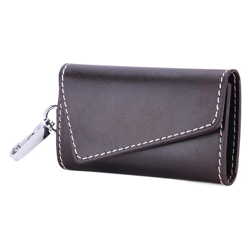 Dujiang Genuine Leather Key Case, Vegetable-Tanned Handmade Keychain, Mini Wear-Resistant Car Key Portable Holder