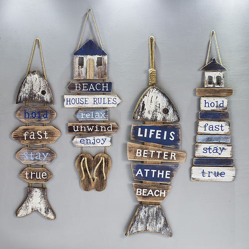 P616 American Mediterranean retro old fish-shaped hanging theme bar restaurant ocean hanging wall decoration wall decoration