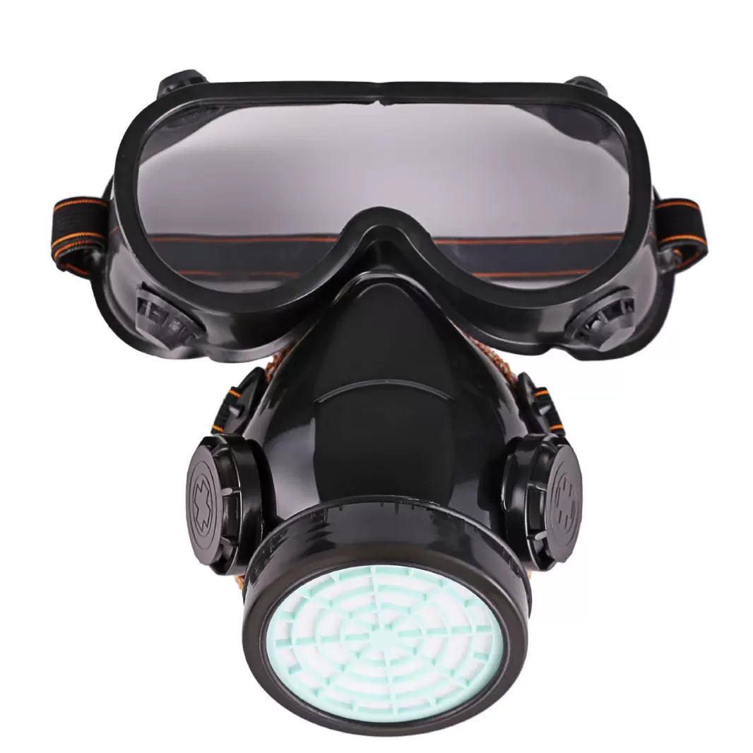 今义防尘两件套口罩头戴式防尘面具戴眼镜双阀单罐防尘两件套面具