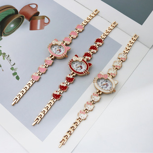 Foreign Trade Cross-border Hot Selling Women's Watch Fashion KT Cat Cartoon Fashion Watch Casual Student Girl's Cute Bracelet Watch