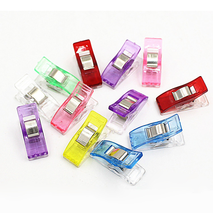 Cross-border wholesale plastic clip color patchwork clip cloth clip flat car roll side clip sewing tool wide mouth axe clip
