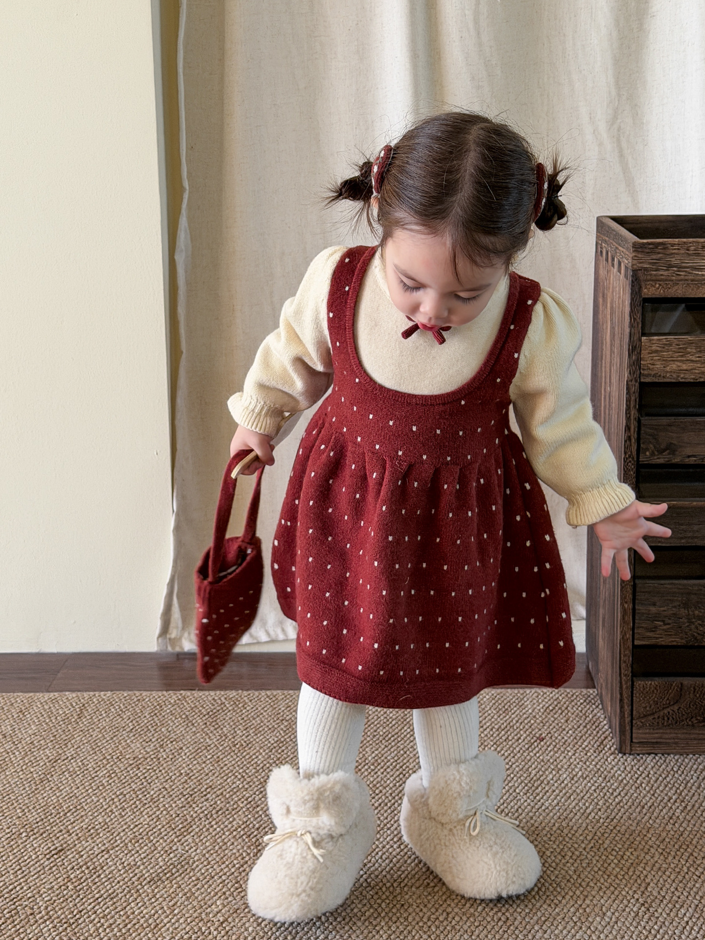 Vestido de Princesa Efecto Dos Piezas para Niñas de Acrílico y Poliéster, Acolchado, Térmico, para Invierno
