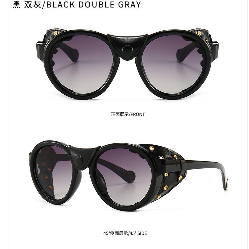 Foreign Trade Cross-border Explosions Steampunk Anti-snake Skin Sunglasses Men's European and American Street Shooting Round Frame Sunglasses 0046