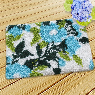 Avtomobil döşəmə paspasları — Embroidery Car Seat Mat Handmade Carpet - zd069-blue-flower-50cm-white-net-cross