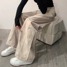 秋冬新款大码复古牛仔裤女胖mm梨形身材宽松高腰显瘦阔腿拖地裤子