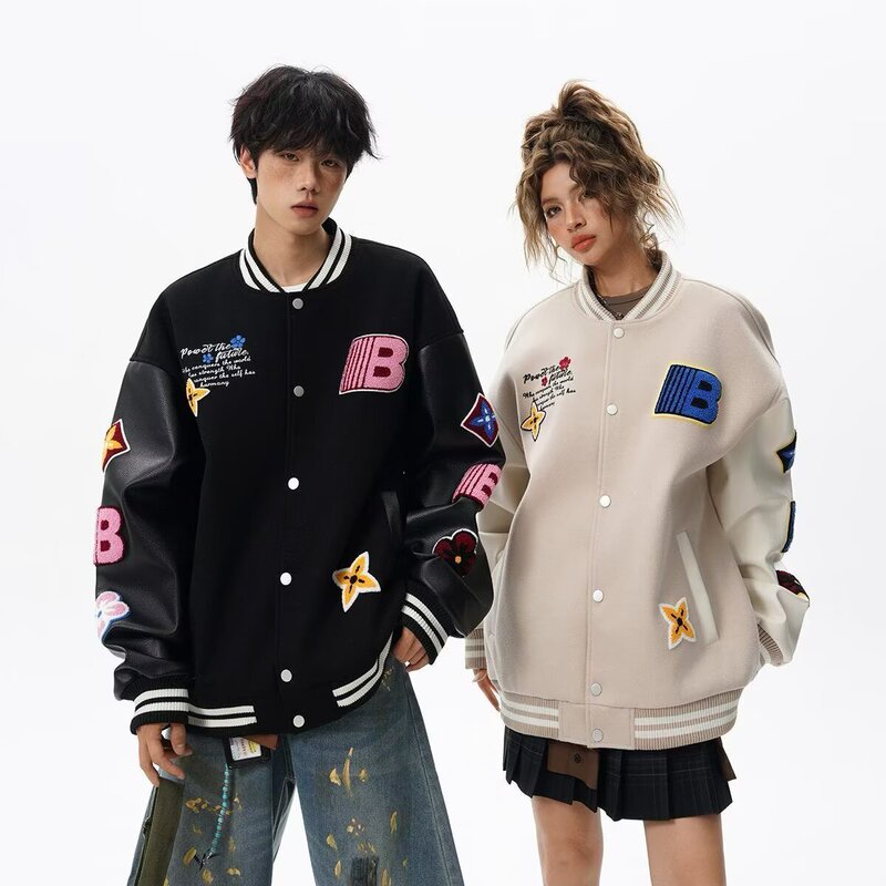 Heavy Embroidery Baseball Jacket for Men and Women, Cross-Border American Style, Autumn Loose Retro Red Youth Jacket Heavy Embroidery Baseball Jacket for Men and Women, Cross-Border American Style, Autumn Loose Retro Red Youth Jacket