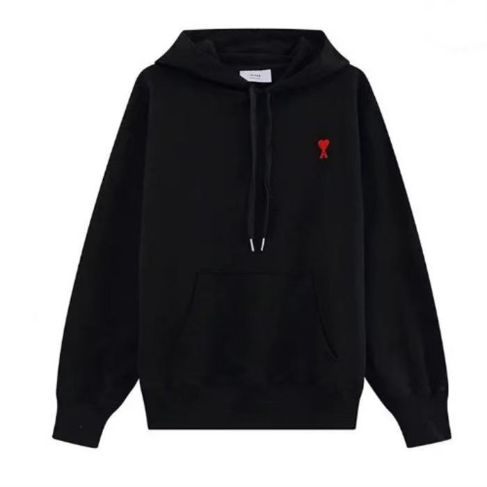 Aml Sportswear Zipper Men's and Women's Cross-Border Embroidered Pullover Casual Fleece-Lined Embroidered Heart Hooded Versatile Sweatshirt