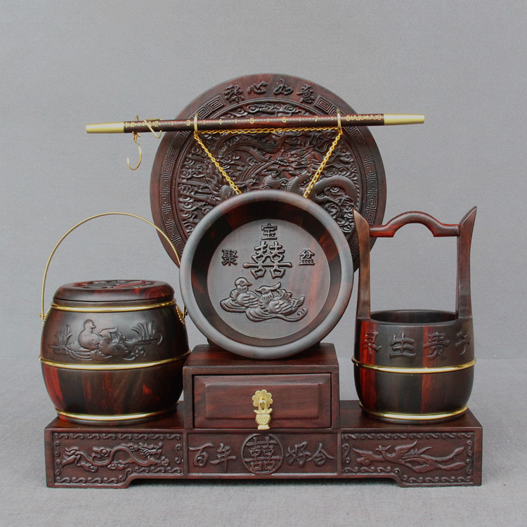 Redwood Descendants Bucket Wedding Supplies Decoration Seven-piece Set Solid Wood Early Childhood Dowry Dowry Supplies Toilet