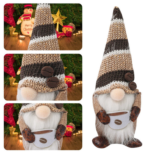 Qiaoding Christmas decoration standing plaid knitted hat faceless…