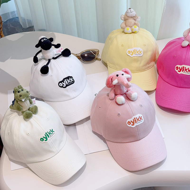 2024 Zoo Cartoon Doll Peaked Cap Parent-Child Multi-Size Cotton Ball Cap Sun Hat for Boys and Girls