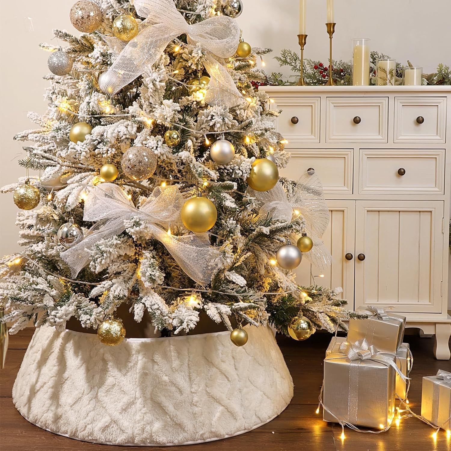 Navidad transfronteriza de diamante de peluche falda de árbol abrazadera ajustable decoración del árbol de Navidad decoración del árbol