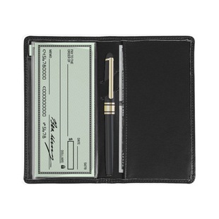 European and American Popular Genuine Leather Long Style 80% off Ultra-Thin Check Holder Rfid Anti-Theft Multifunctional Bill Holder with Pen Slot