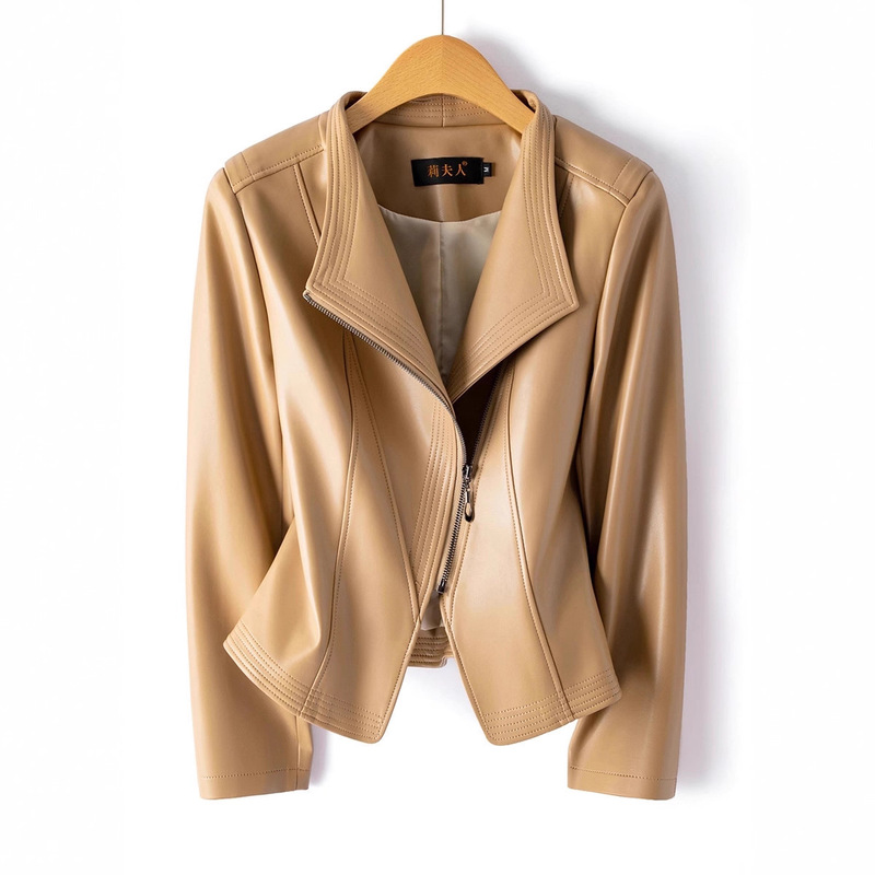 2025 New Fashion Versatile Slim Leather Jacket Short Slim Fit Women's Versatile Petite Simple Fashion Leather Jacket 2025 New Fashion Versatile Slim Leather Jacket Short Slim Fit Women's Versatile Petite Simple Fashion Leather Jacket