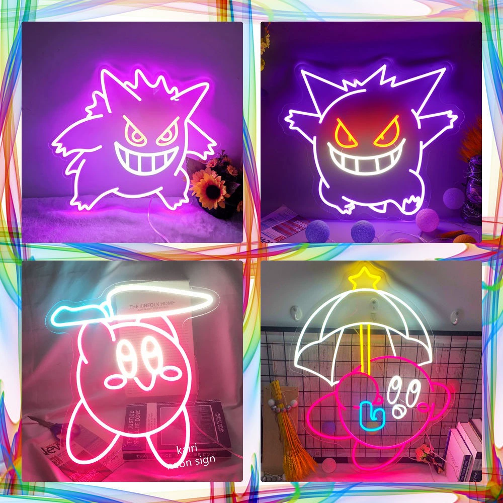 Неоновая лампа в стиле Gengar Kirby, декоративная лампа для интерьера, креативная лампа для спальни, декор для торгового центра