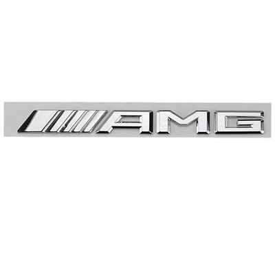 Suitable for Mercedes-Benz Amg Car Logo Modification, New a C E S-Class Car Stickers, Tail Labels, Decorative Labels, Rear Labels, Word Labels (Body sticker) - amg-flat-bright-silver-17-24-models