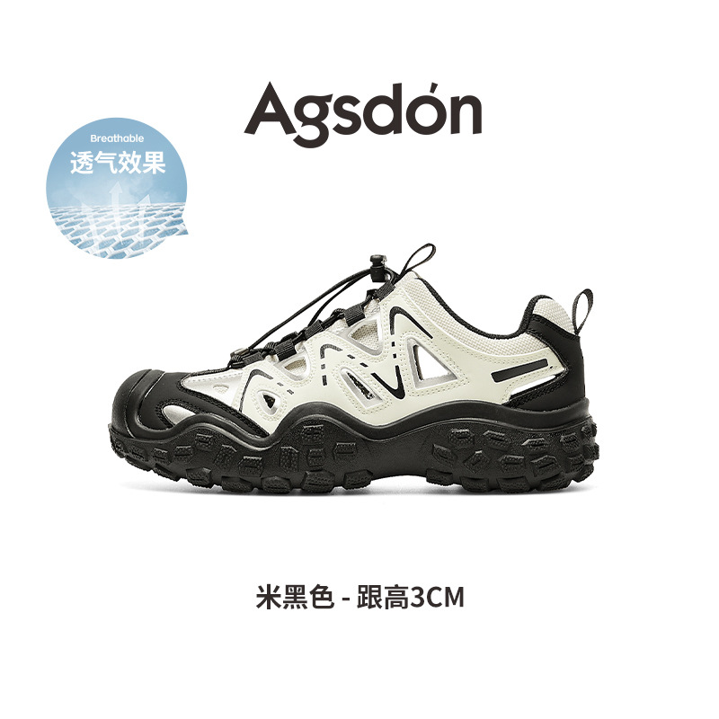 Augu Shi Deng zapatos de base gruesa para padres y mujeres 2026 nuevos zapatos deportivos de senderismo de lana de primavera zapatos de correr casuales ligeros