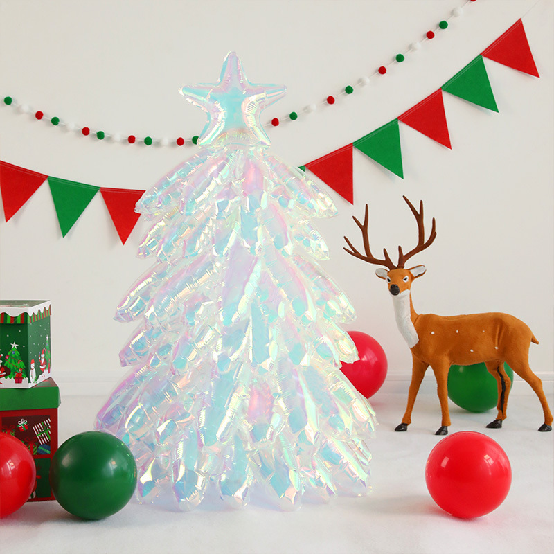 Ins超フラッシュ水晶カラフルクリスマスツリーレーザー立風船配置道具デパート美陳イベント写真置物|undefined