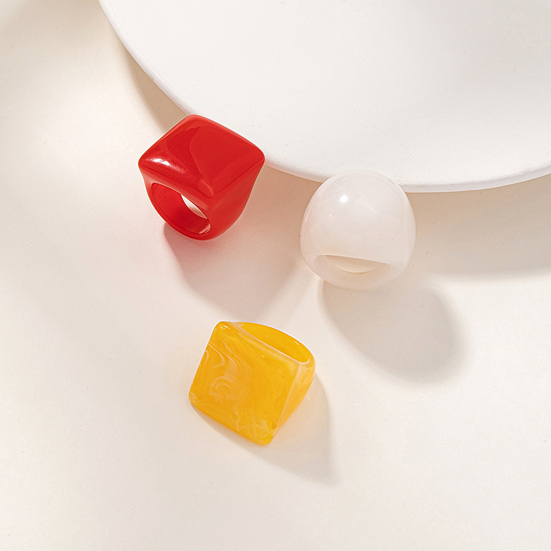 Korean cartoon color square acrylic womenu0027s jewelry set