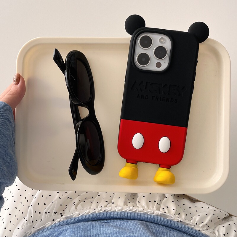 Cute 3D Standing Mickey Case for Apple 17/16 Pro Max, New iPhone 13 Anti-Drop Case
