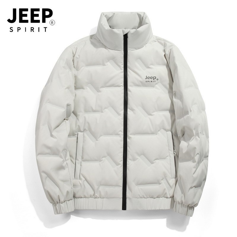 Jeep Casual 2024 Men's White Duck down Jacket Stretchy Loose Plus Size Men's down Coat Trendy Men's 2266