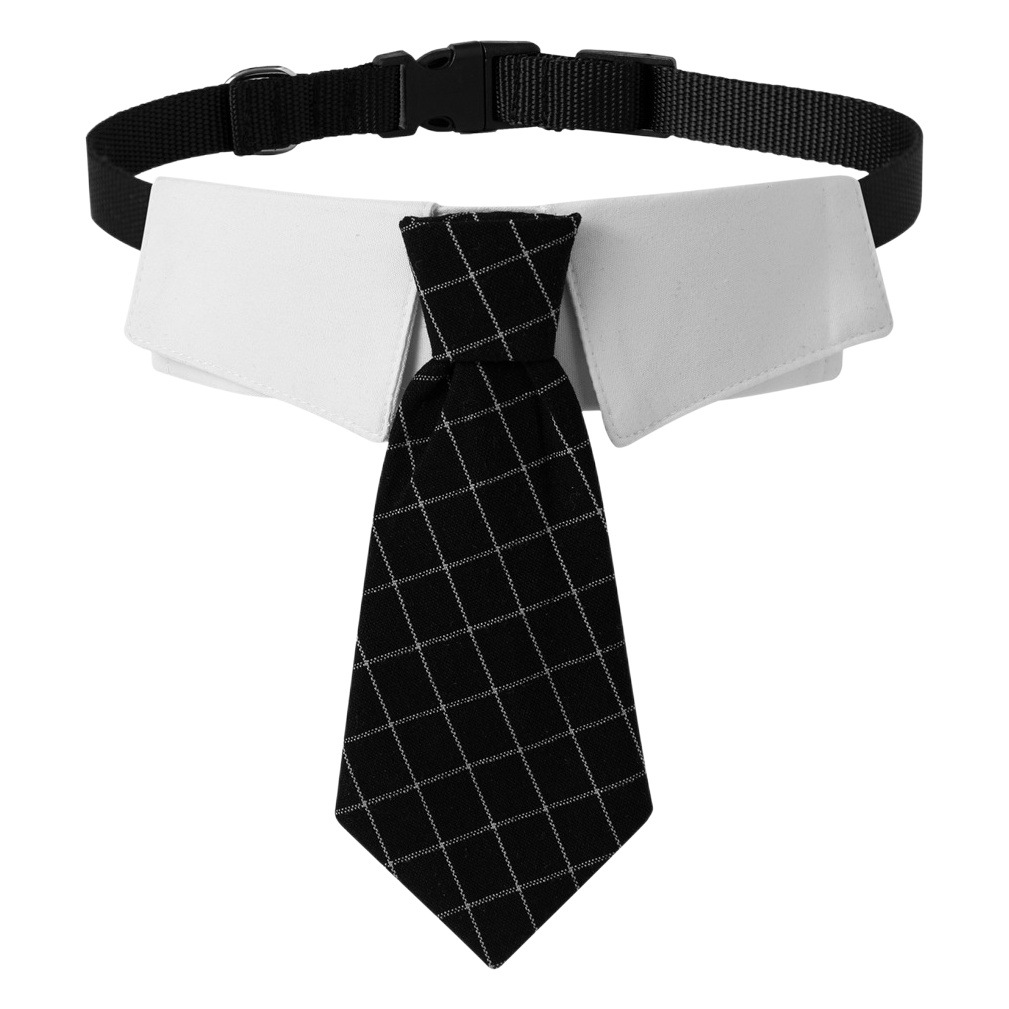 Fábrica en stock transfronterizo nuevo estilo británico guapo boda perro traje de sarga perro collar traje Plaid tie