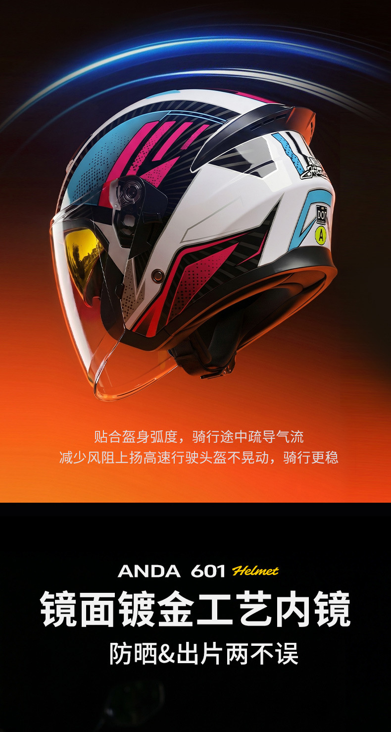 Ad Electric Motorcycle Helmet 3C Certified Men's and Women's Motorcycle Riding Half Helmet Breathable All-Season Safety Helmet