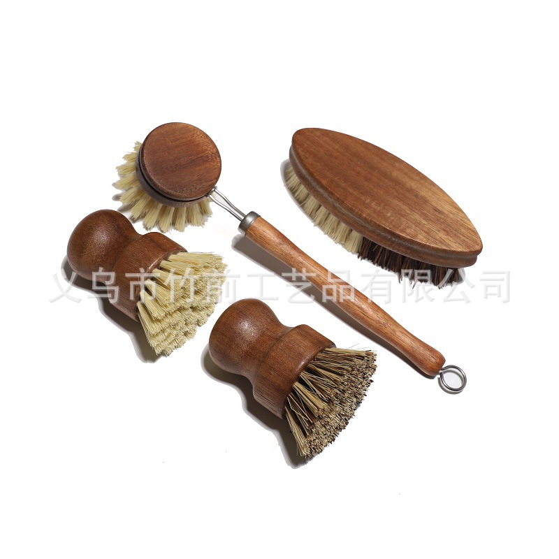 跨境现货厨房清洁刷相思木剑麻果蔬刷长柄可替换头棕榈洗锅碗碟刷