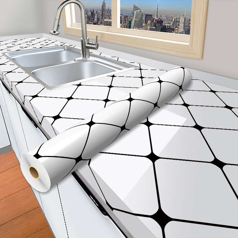 Kitchen oil-proof stickers waterproof self-adhesive wallpaper moisture-proof furniture kitchen countertop cabinet renovation tile marble stickers