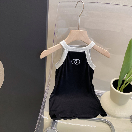 Ladies' Set Neck Summer Outfit Trendy Kids' V-Neck Top Children's High-Waisted Fringe Irregular Trendy Hot Pants