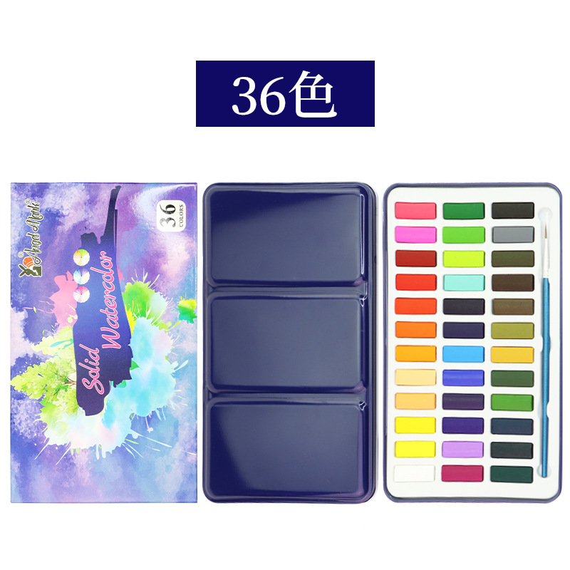 36 색 단색 수채화 (파란색 철 상자)