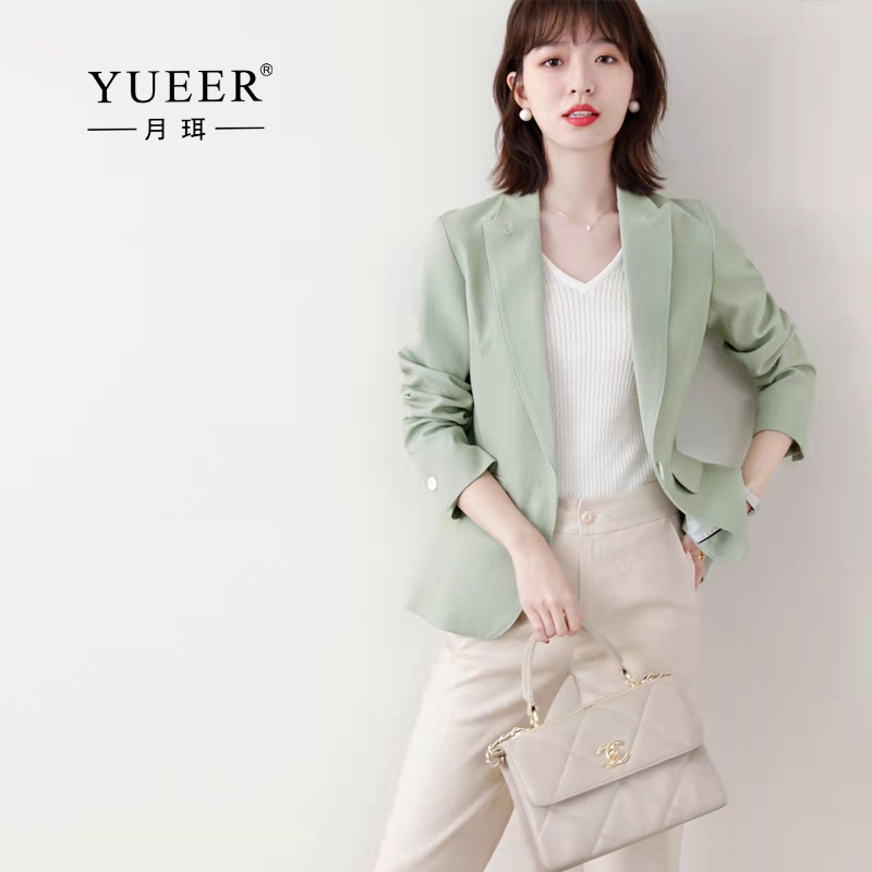 Fresh Green Suit, New Spring Style, High-End Design, Niche One-Button Blazer