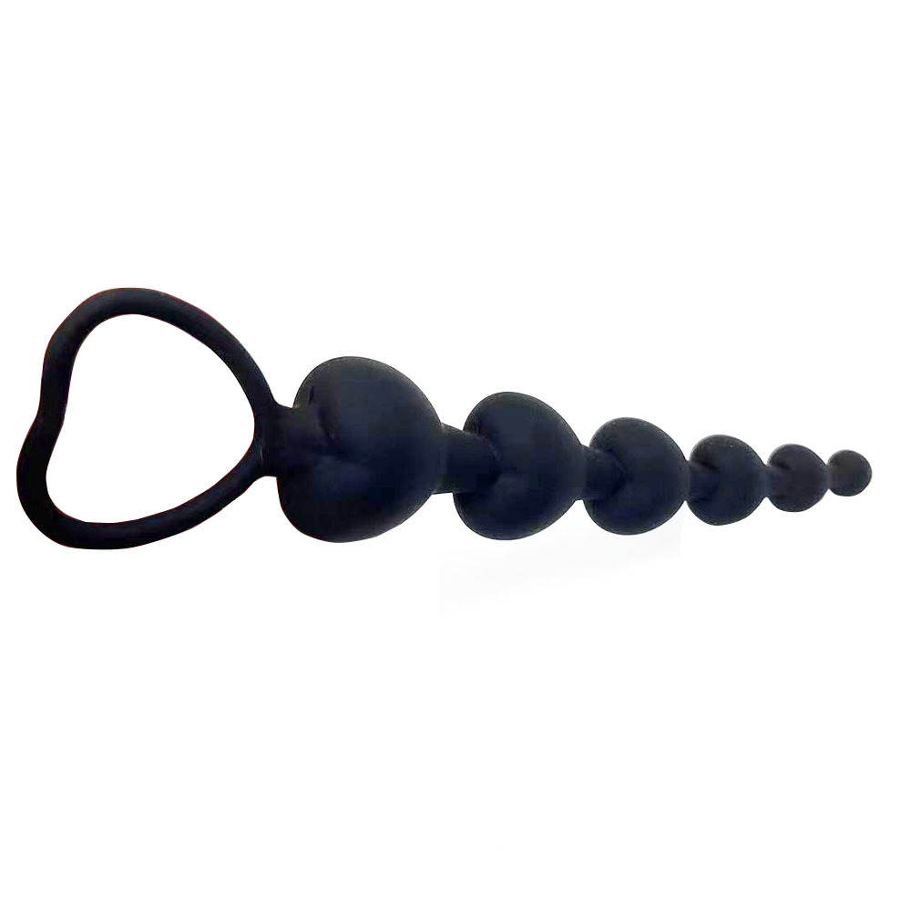 Plug anal de silicona con forma de corazón y seis bolas juguete_voghion.com