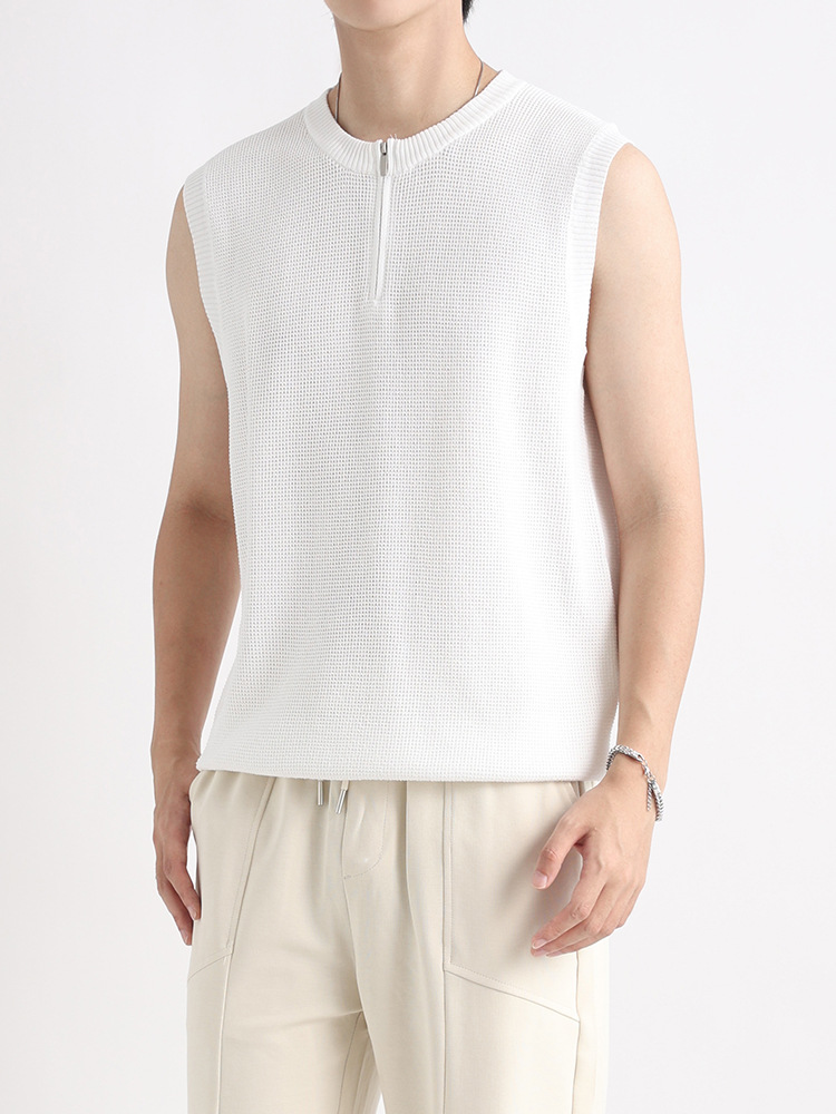 Suéter de seda de hielo, deportes, fitness, camiseta, chaleco, sensación avanzada, top con cuello de polo de secado rápido para hombres, camiseta sin mangas para hombres