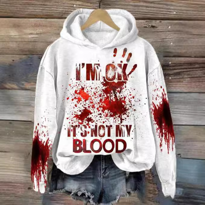 Cross-border Foreign Trade Men's and Women's Halloween Digital Printing Loose Hoodie Sweater Sports Jogging Top Long Sleeve