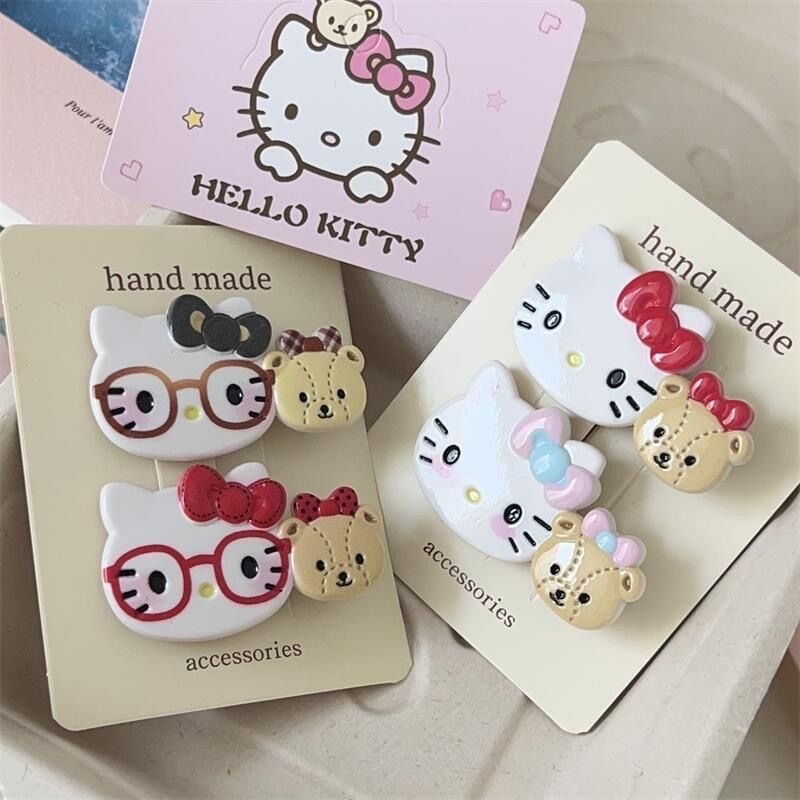 可爱新款kt卡通发夹少女甜美侧边小熊头饰鸭嘴刘海发饰发卡|undefined