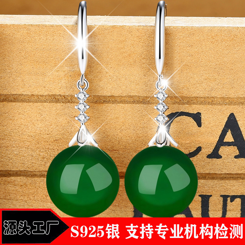 Organic agate retro earrings with zircon