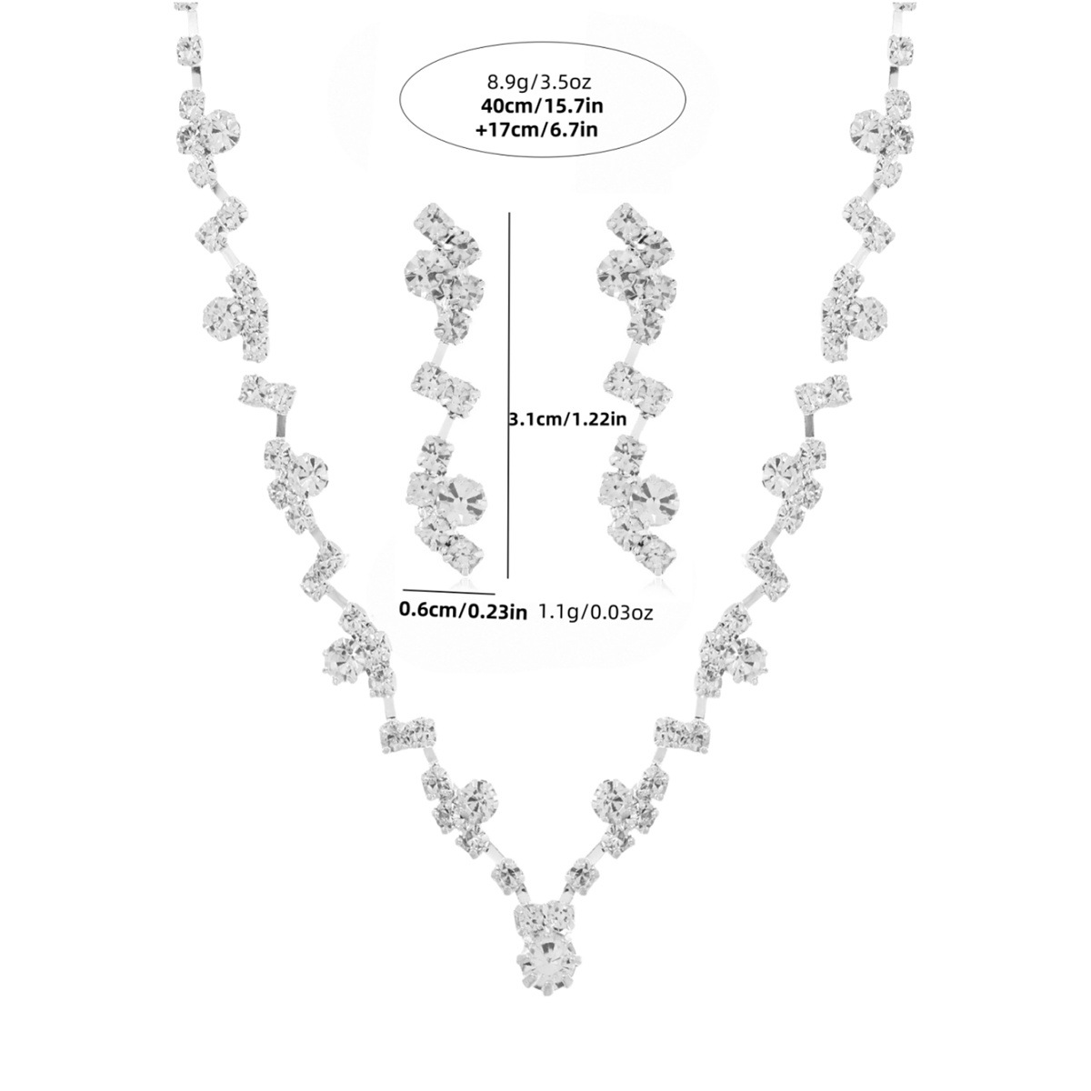 Joyería simple y exquisita venta caliente collar conjunto de pendientes de dos piezas conjunto completo de taladro clavícula vestido de cena accesorios de boda