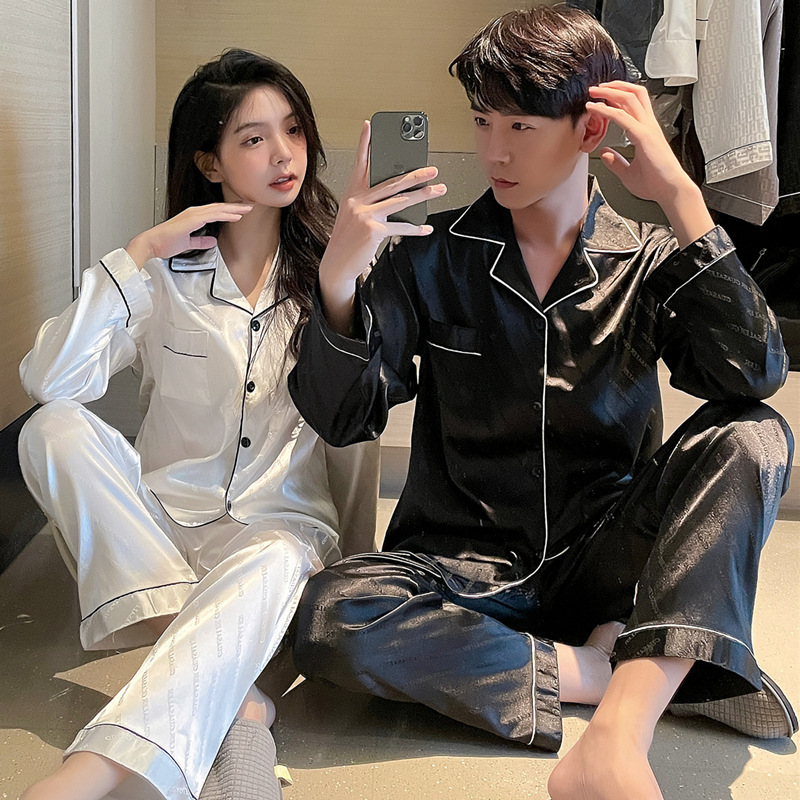 INS Plaid oso pareja pijamas primavera y otoño de seda de hielo de manga larga más el tamaño 200 Jin real de seda desgaste del hogar traje de invierno