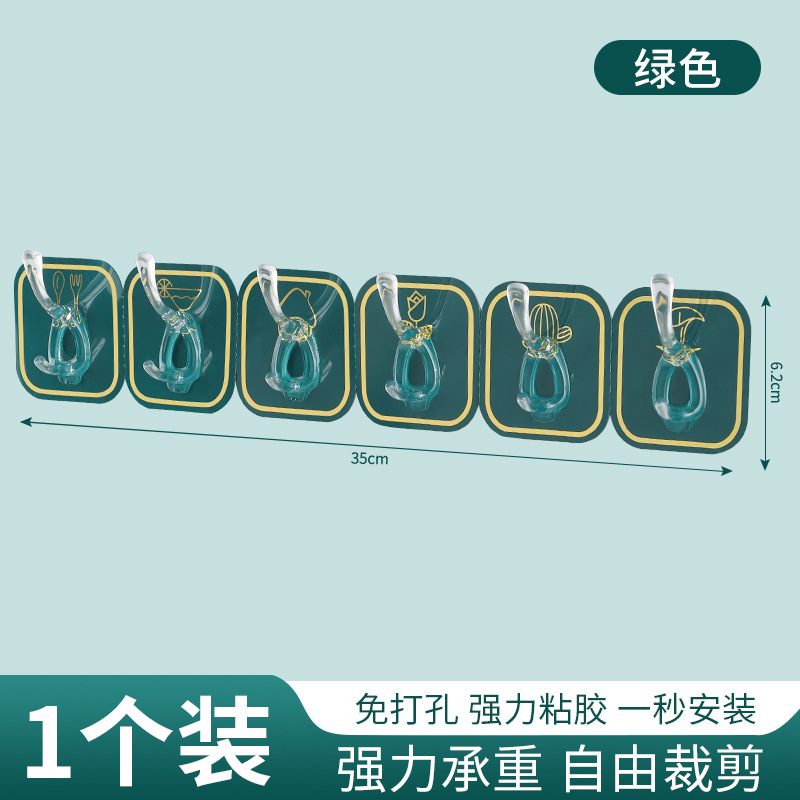 壁に穴を開けずにフックを貼り付ける、ドアの後ろのキッチンやバスルーム用の強力な6連粘着フック、クリスタルコートとハットの耐荷重フック|undefined