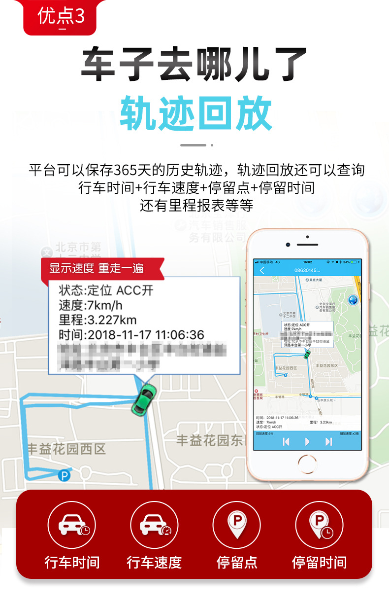 Electric car gps locator car motorcycle truck line satellite battery anti-theft fixed instrument car chase wholesale