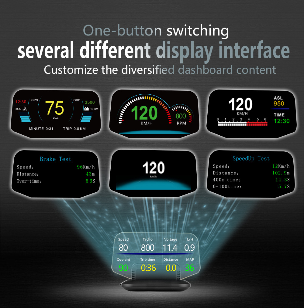Weiying C1 Head-Up Display Car Hud Car Obd Multi-Function Projector High-Definition Universal Head-Up Display