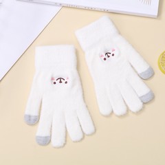 Ins風新作刺繍手袋女性可愛い漫画笑顔熊学院風保温男女ニット手袋