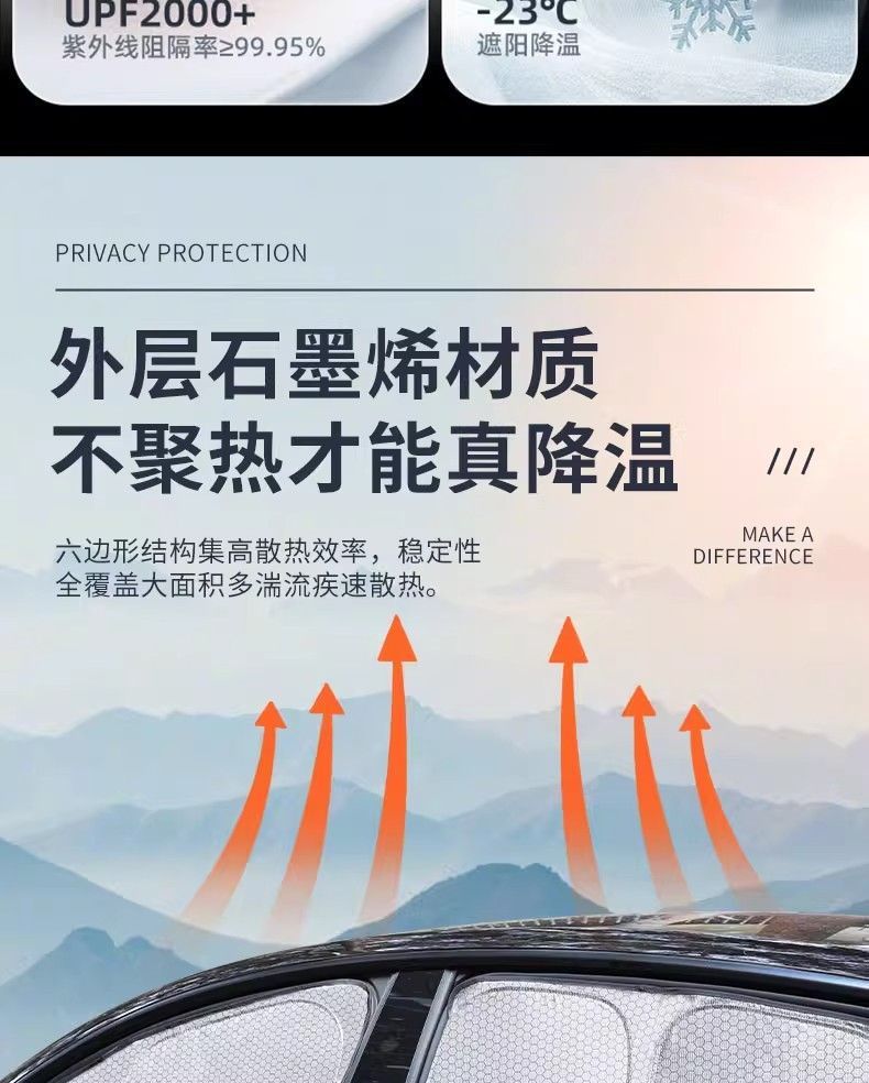 Car Sunshade, Custom-Made Graphene Privacy Curtain, Sun Protection and Heat Insulation Sunshade, Car Side Window Sunshade