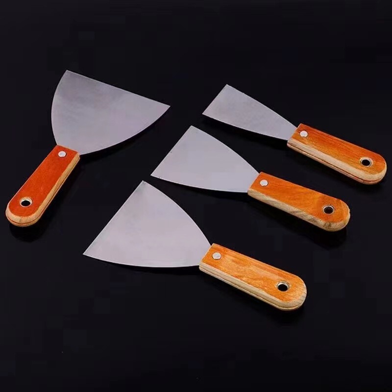 Wooden Handle Putty Knife Paint Stainless Steel Cleaning Scraper Multi-Purpose Trowel Putty Scraper