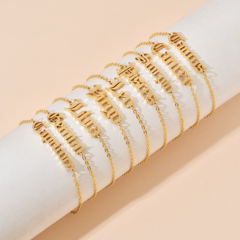 Simple Style Letter Constellation Stainless Steel Plating Womenu0027S Anklet 1 Piece