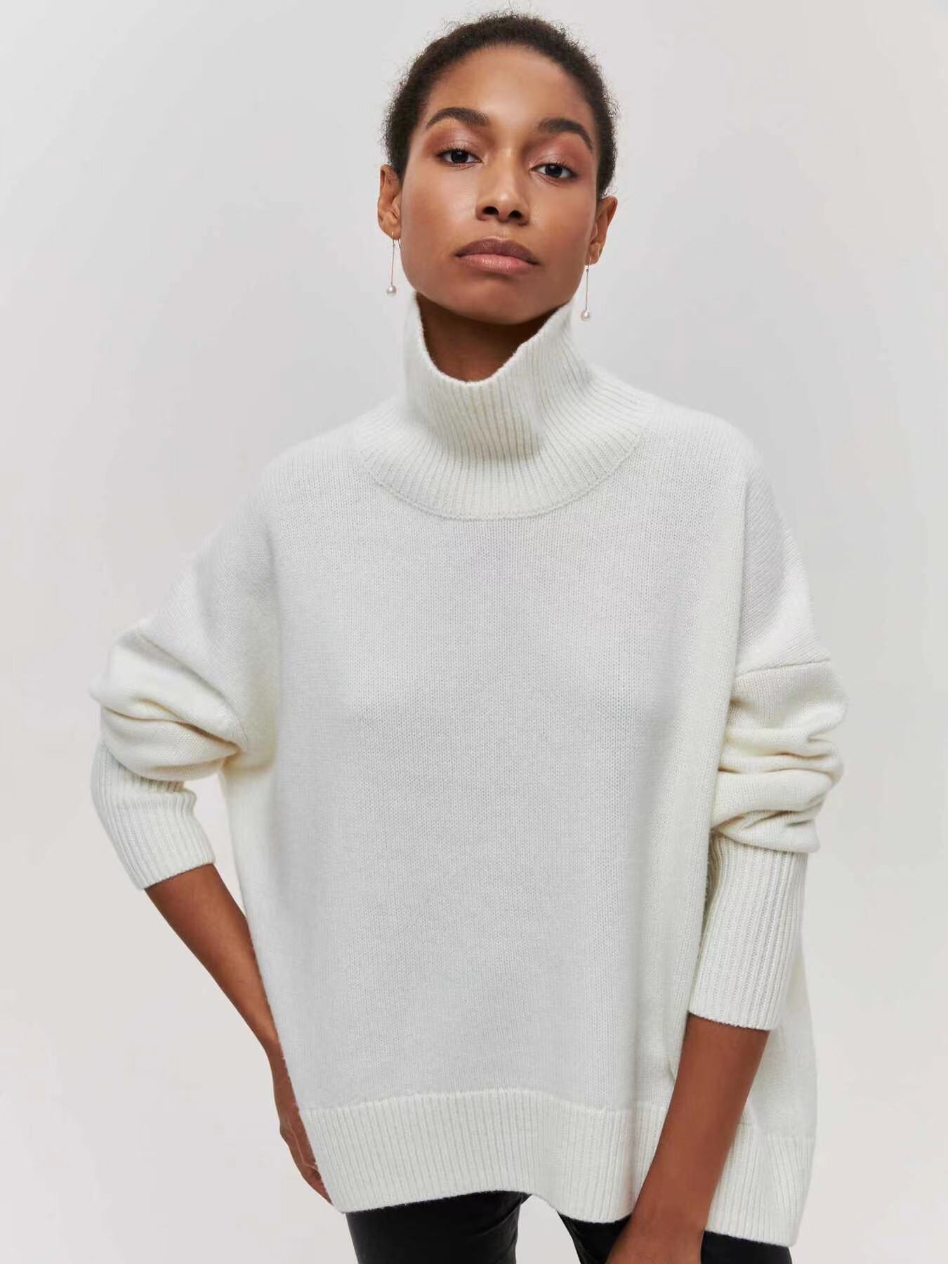 2023 ropa de mujer personalizada nuevo partido europeo y americano suéter suelto popular medio cuello alto Otoño e Invierno suéter