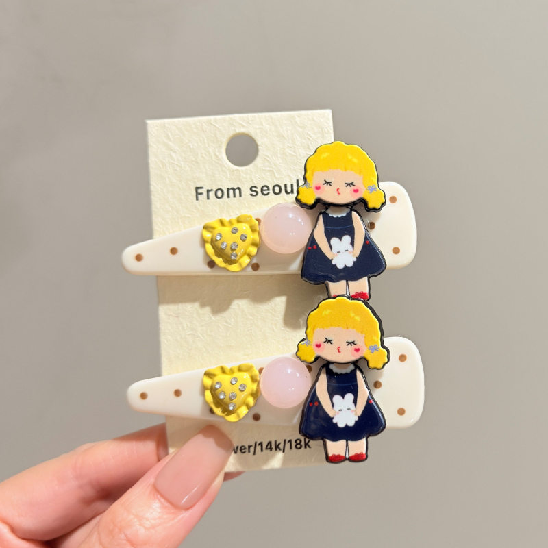 Korean-Style Dongdaemun Internet Celebrity Cartoon Girl Polka Dot Hair Clip, Cute Handmade Playful Personality Age-Reducing Bangs Hair Clip Korean-Style Dongdaemun Internet Celebrity Cartoon Girl Polka Dot Hair Clip, Cute Handmade Playful Personality Age-Reducing Bangs Hair Clip
