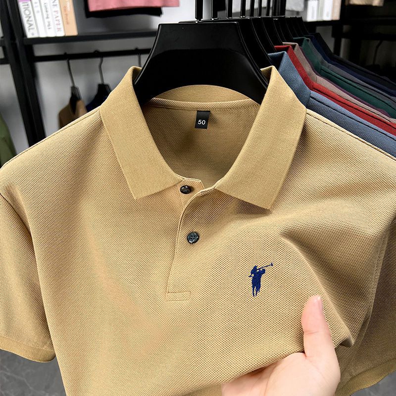 Taobao Hot Style Outlet Discount 2025 New Polo Shirt Men's Pure Cotton Summer Embroidered Pony Logo Short-Sleeved T-Shirt Trendy