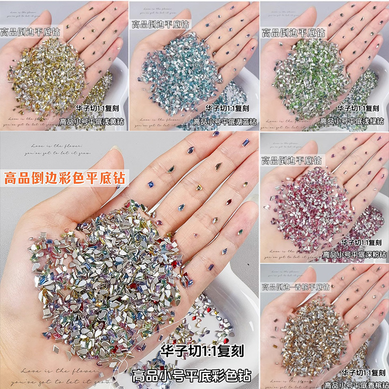 K9 High-quality Shijia Inverted Flat Diamond Nail Diamond Jewelry Internet Celebrity Flash Imitation Huazi Mini Special-shaped Diamond Nail Diamond