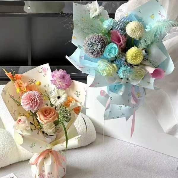 花语小版面繁花似锦包花纸7.5丝加厚印花防水膜鲜花花束包装资材